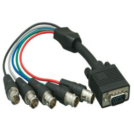 Cable, VGA (M)-BNC (F), 2x-shielded, w/ferrite, 1'