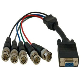Cable, VGA (F)-5-BNC (M), 2x-shielded, w/ferrite, 1'