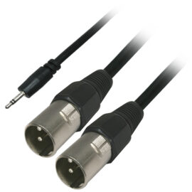 Cable, 3.5mm Stereo to (2) XLR Male, 5'