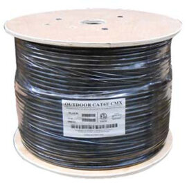 Cable, Bulk, Cat6, 550MHz, UTP, Solid, Direct Burial / Outdoor (UV) Rated, Waterblock, Black, 1000'