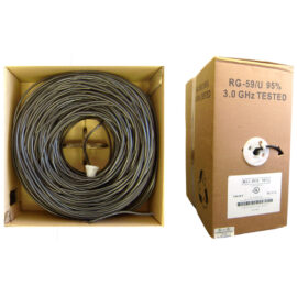 RG59, 3.0GHz, 20AWG, Solid, Bare Copper, PVC (CMR), 95% Shield, Black, 1000'