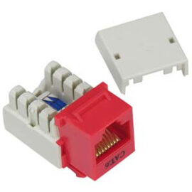 Keystone Jack, Cat6, 110 Style, Red