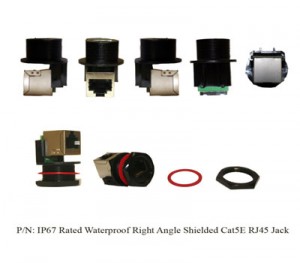 IP67 Rated Waterproof Right Angle Shielded Cat5E RJ45 Jack