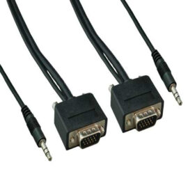Cable, SVGA, HDB15 M/M, Low-Profile, 32AWG, w/3.5mm Audio, 10'