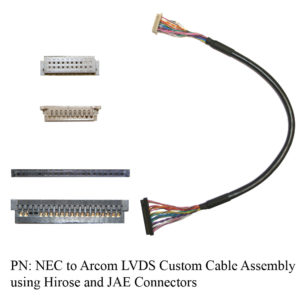 NEC to Arcom LVDS Custom Cable Assembly using Hirose and JAE Connectors