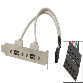 Cable, dual USB on bracket to (1) 10-pin (2x5) motherboard connector, 24â€