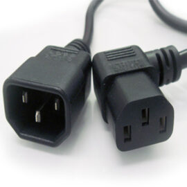 Power Cord, Right Angle C13 Female to Straight C14 M, UL, Black, 3'