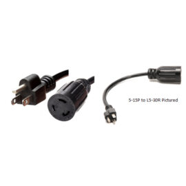 Power Cord, 5-15 Plug to L5-30 Connector, 15 Amp, Black, 1'