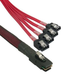 Cable, Internal 36-pin Mini SAS (SFF8087) w/latch to (4) SATA 7-pin Female, 0.5 Meter