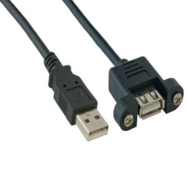 Cable, USB 2.0, A Male to Panel Mount A Female, Black, 1'