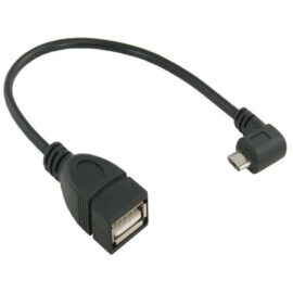 Cable, Right Angle Micro USB (OTG) Male to USB A Female, Black, 6'