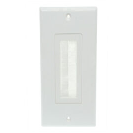 Wall Plate, Single Gang, Pass-Through w/Brushes, White