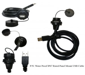 Water Proof IP67 Rated Panel Mount USB Cable