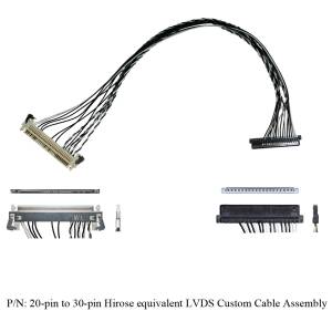Hi-Flex LVDS Custom Cable Assembly using HIROSE DF19-20S-1C to open DF13-2630SCFA contacts