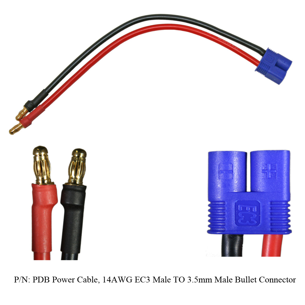 PDB Power Cable, 14AWG EC3 Male TO 3.5mm Male Bullet Connector