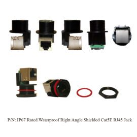 Waterproof Shielded Cat5E RJ45 Jack, Right Angle, IP67 Rated