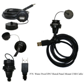 Cable, Waterproof Panel Mount USB, IP67 Rated, A/A, M/F, 0.5M