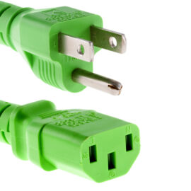 Power Cord, NEMA5/15P to C13, UL, Green, 1'