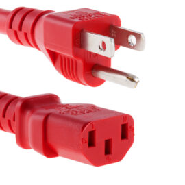 Power Cord, NEMA5/15P to C13, UL, Red, 4'