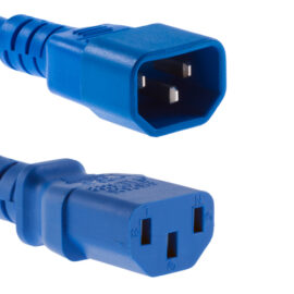 Power Cord, C13-C14 M/F, UL, Blue, 10'
