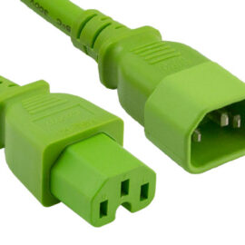 Power Cord, C14-C15, 14awg, Green, 10'