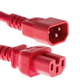Power Cord, C14-C15, 14awg, Red, 10'