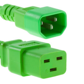Power Cord, C14-C19, 14AWG, 15A, 250V, Green, 10'
