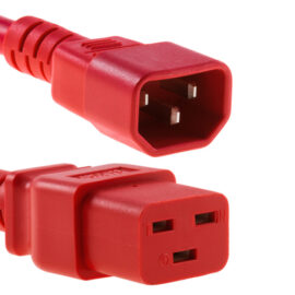 Power Cord, C14-C19, 14AWG, 15A, 250V, Red, 8'