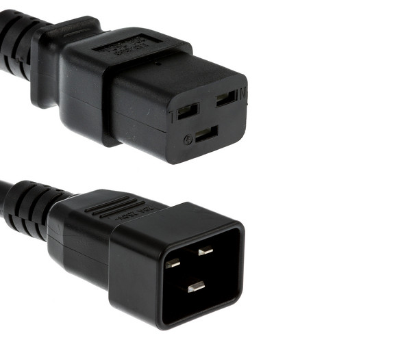 Power Cord, C19-C20, 12AWG, 20A, 250V, Black, 10' - Compatible Cable Inc