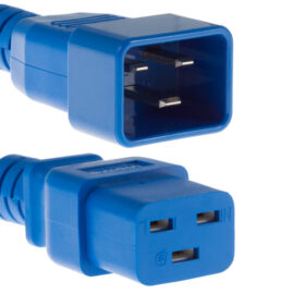 Power Cord, C19-C20, 12AWG, 20A, 250V, Blue, 10'