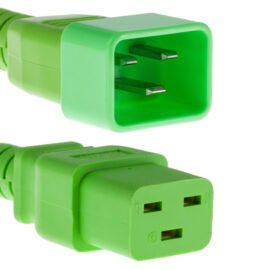 Power Cord, C19-C20, 12AWG, 20A, 250V, Green, 10'