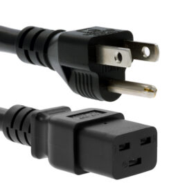 Power Cord, NEMA5/15P to C19, 14AWG, Black, 10'