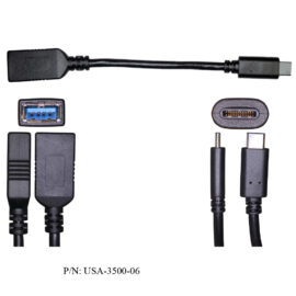 Adapter, USB 3.1 G1, C Male (Host) to A Female, 5Gbps, 3A, Black, 6-inch