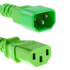 Power Cord, C13-C14 M/F, UL, Green, 6'