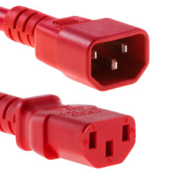 Power Cord, C13-C14 M/F, UL, Red, 10'