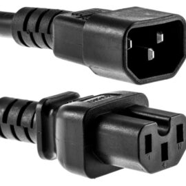 Power Cord, C14-C15, 14awg, Black, 3'