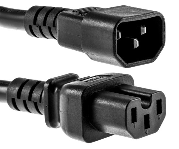 Power Cord, C14-C15, 14awg, Black, 3' - Compatible Cable Inc