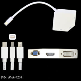 Adapter, Mini DisplayPort Male to DVI / HDMI / VGA Female, 6â€
