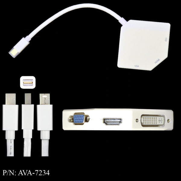 Centimeter favor sammenholdt Adapter, Mini DisplayPort Male to DVI / HDMI / VGA Female, 6” - Compatible  Cable Inc